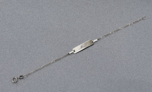 Babyarmband - Taufarmband ID mit Herz: Gravur 13 - 15 cm Sterling Silber 925 gestempelt