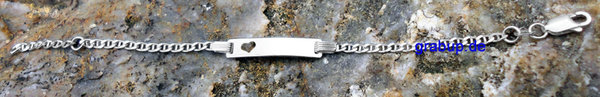 Sterling Silber Stegpanzer Armband mit Herz: 16 – 18 cm  mit Gravur