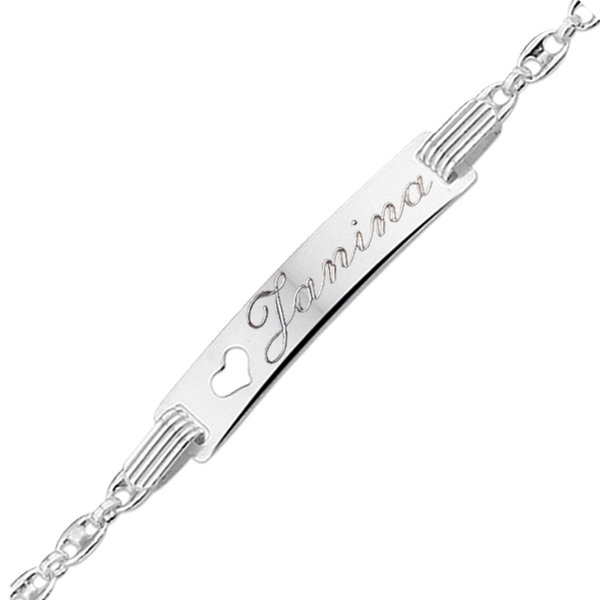 Sterling Silber Schiffsanker Armband mit Herz: 16 – 18 cm  mit Gravur