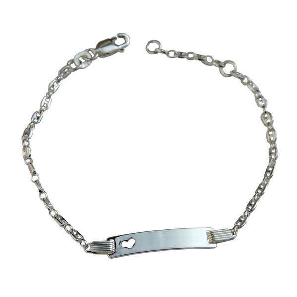 Sterling Silber Schiffsanker Armband mit Herz: 16 – 18 cm  mit Gravur