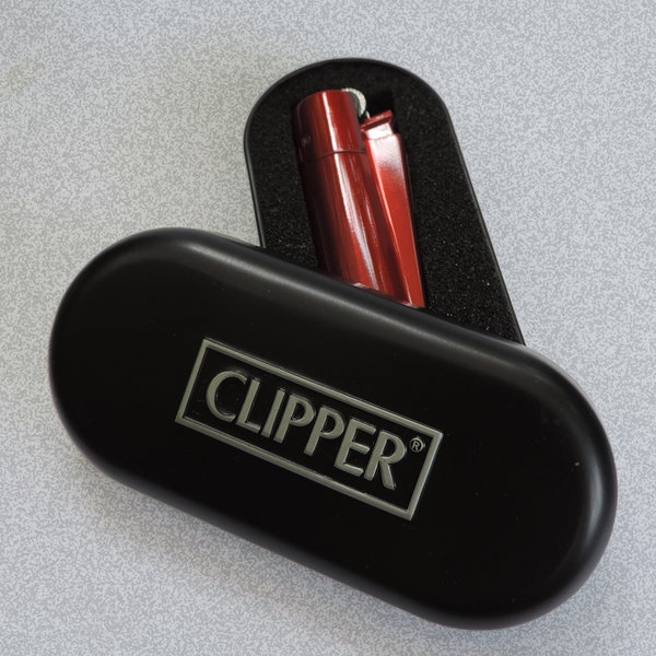 Clipper Metall Gas-Feuerzeug (Deep Red) mit Gravur