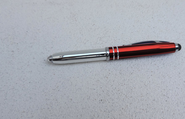 LED – Kugelschreiber rot mit LED-Licht und Soft-Touchpen für Handy oder Tablet