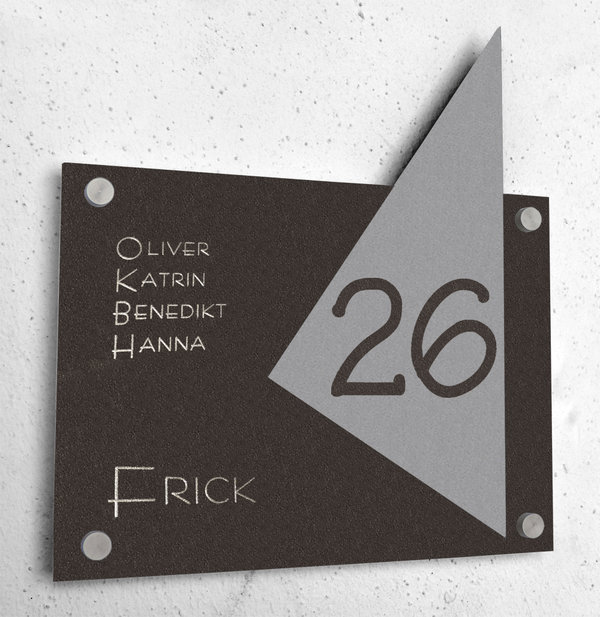 Modernes Türschild/Namensschild D1 mit Hausnummer - Plexiglas/Acrylglas