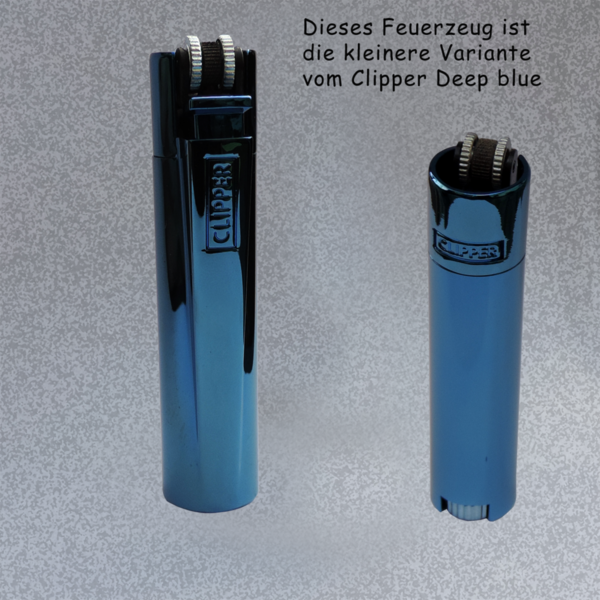Super kleines Clipper Metall Gas-Feuerzeug (Deep Blue) mit Gravur