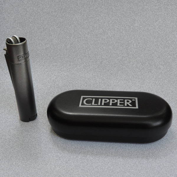 Super kleines (6,5 cm) Clipper Metall Gas-Feuerzeug (Anthrazit-gradient) mit Gravur