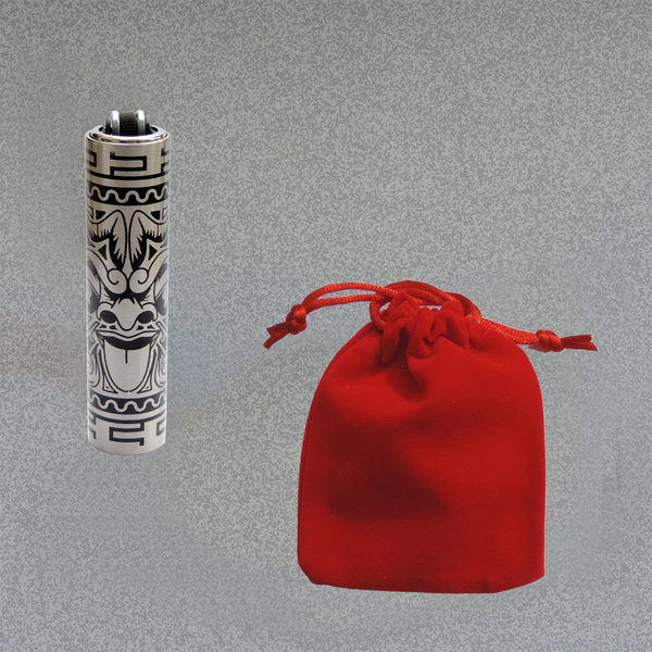 Kleines (6,5 cm) Clipper Micro Gas-Feuerzeug mit Totem Motive