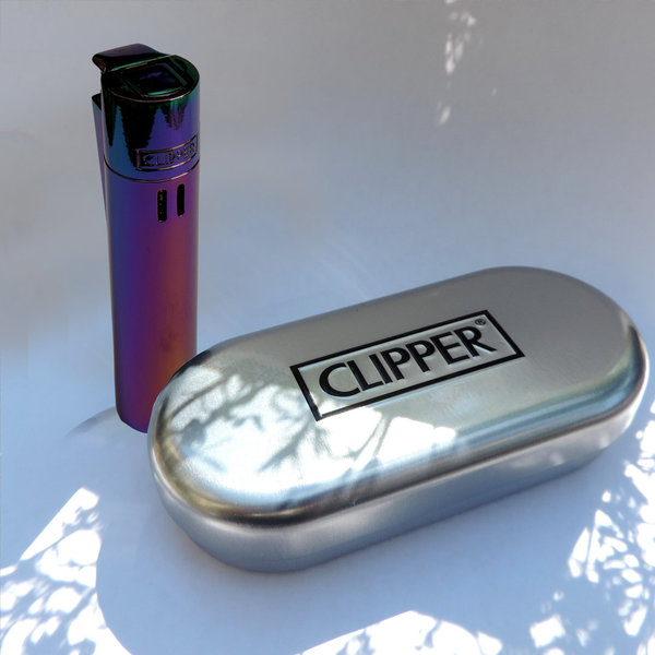 Clipper Metallic  rainbow Laserjet Gas-Feuerzeug (regenbogen farben) mit Gravur