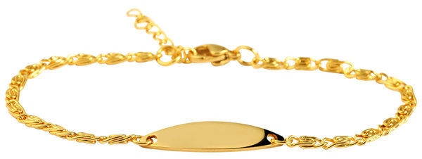 Feines modisches goldfarbenes Edelstahl Armband 18 bis 21 cm mit Gravur