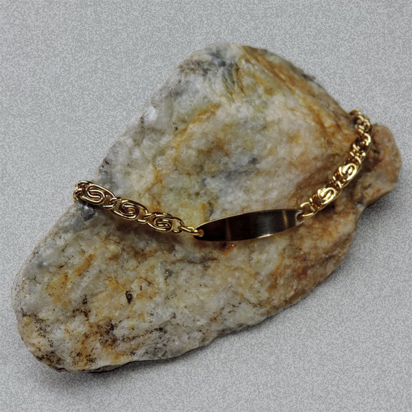 Feines modisches goldfarbenes Edelstahl Armband 18 bis 21 cm mit Gravur