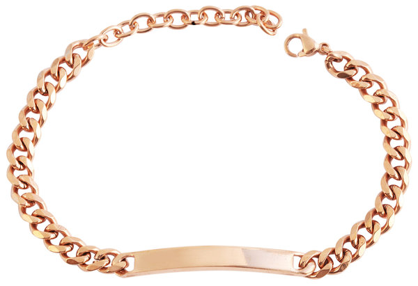 Feines modisches rose- goldfarbenes Edelstahl  Armband 16 bis 21 cm mit Gravur