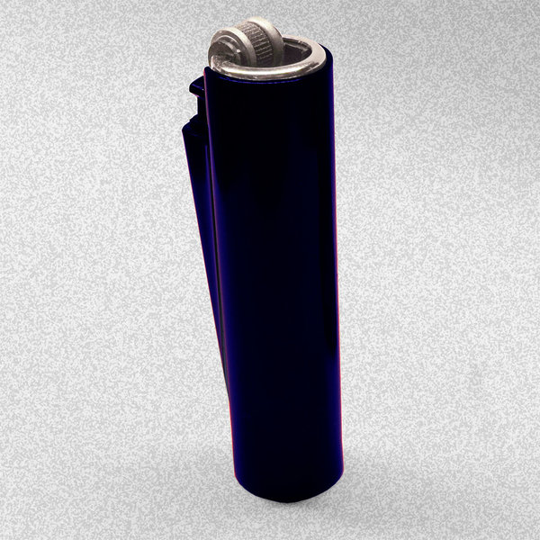 Kleines (6,5 cm) Clipper Micro Gas-Feuerzeug mit metallic dunkel blauer Mamba Hülle  mit Gravur